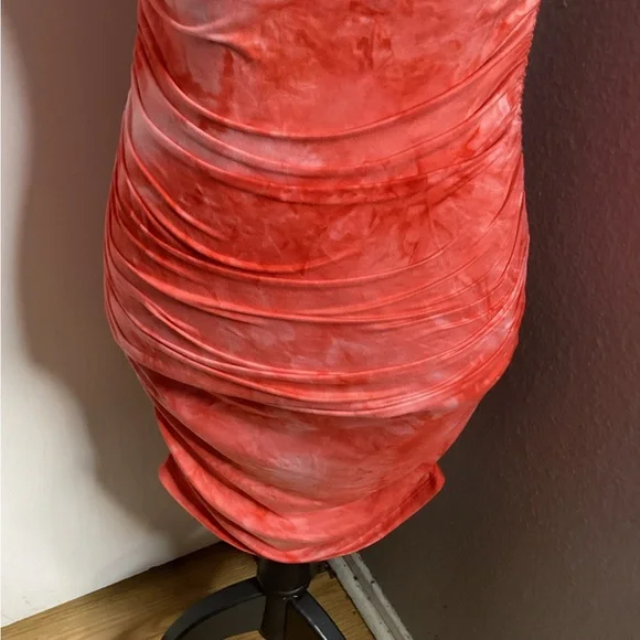 Tie-Dye Halter Mini Dress in Coral M - Picture 4 of 16